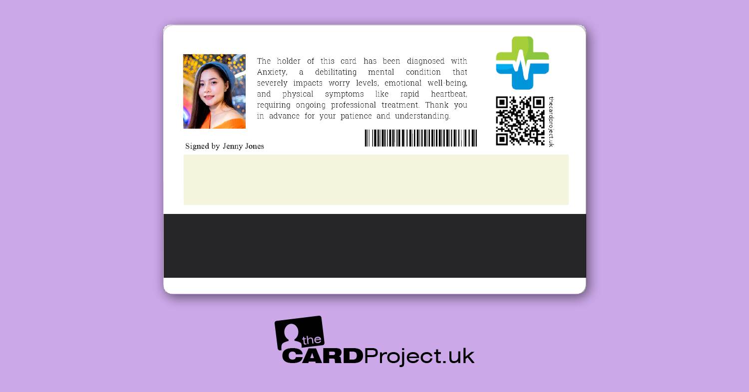 Anxiety Premium Photo ID Medical Card (REAR)
